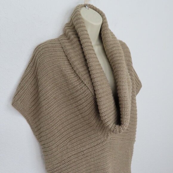 Lauren Ralph Lauren Womens Medium Beige Chunky Knit Cowl Neck Sleeveless Sweater - Picture 2 of 7